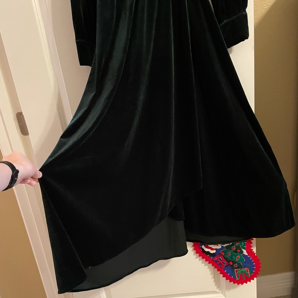 Dark Green Velvet Dress - Picture 5 of 10